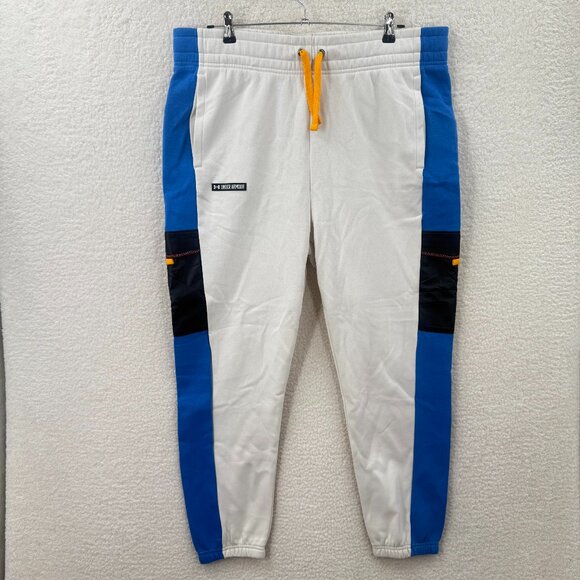 Under Armour Women's UA Rival Fleece Pants Stone / Victory Blue Size XL 1371069 - Picture 1 of 9